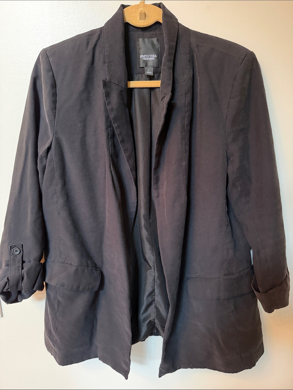 Simply Vera Vera Wang Black Open-Front Blazer Jacket